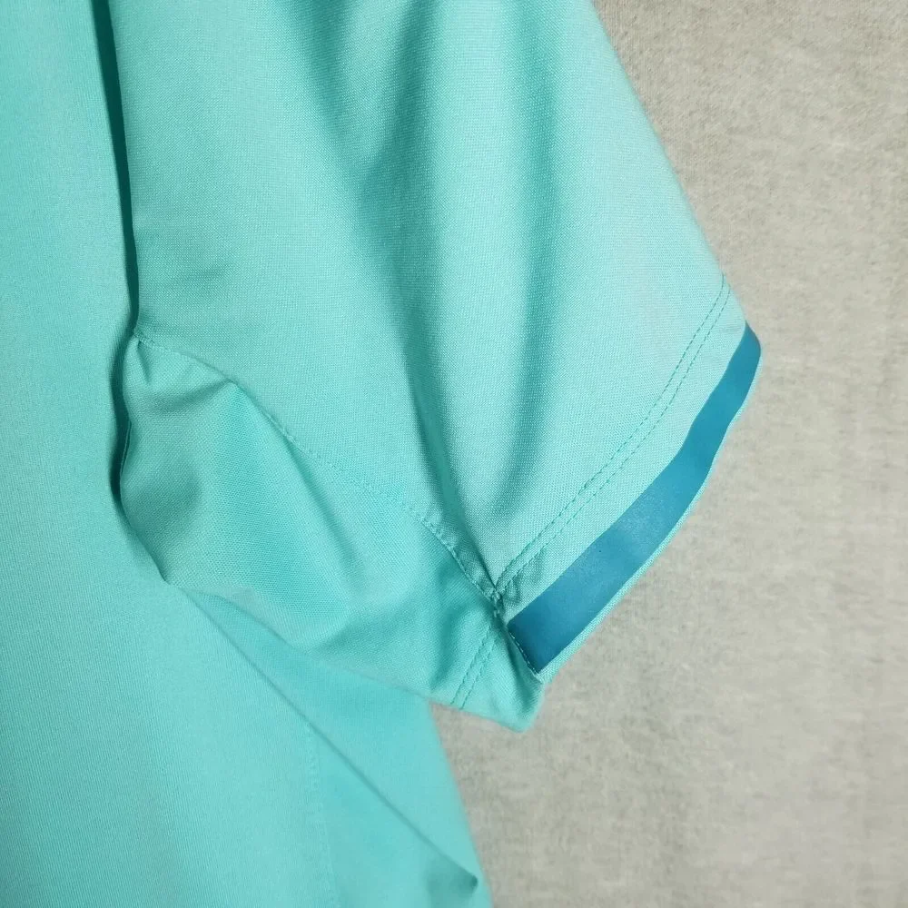 Nike Golf Tour Performance Mens Medium Aqua Teal Black Active‎ Dri-Fit Polo